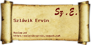 Szlávik Ervin névjegykártya