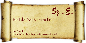 Szlávik Ervin névjegykártya